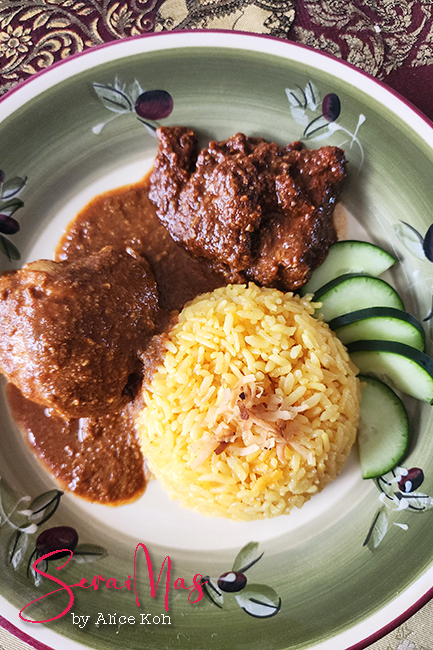 Chicken and Beef Rendang with Nasi Kunyit